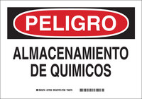 image of Brady B-555 Aluminum Rectangle White Chemical Warning Sign - 14 in Width x 10 in Height - Language Spanish - 37830