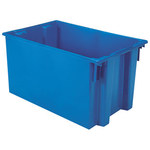 image of Akro-Mils 35300 Stackable Tote - 3.7 ft, 27.4 gal - Blue - 29 1/2 in x 19 1/2 in x 15 in - 35300 BLUE
