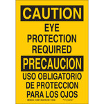 image of Brady B-120 Fiberglass Reinforced Polyester Rectangle Yellow PPE Sign - 14 in Width x 20 in Height - Language English / Spanish - 39964