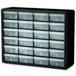 image of Akro-Mils 10124 Bin Cabinet - Plastic - Black - 20 in x 6 3/8 in x 15 13/16 in