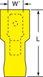 image of 3M Scotchlok MNG10-250DMIK Yellow Butted Nylon Butted Quick-Disconnect Terminal - 1.05 in Length - 0.47 in Wide - 0.25 in Inside Diameter - 02303
