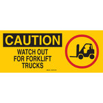image of Brady B-120 Fiberglass Reinforced Polyester Rectangle Yellow Truck & Forklift Warehouse Traffic Sign - 17 in Width x 7 in Height - 70577