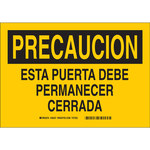 image of Brady B-555 Aluminum Rectangle Yellow Door Sign - 14 in Width x 10 in Height - Language Spanish - 38337
