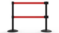 image of Banner Stakes QLine X2 Retractable Dual Belt Barrier w/ Posts - Red - BANNER STAKES AL6207B-D