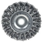 image of Weiler Wolverine 36290 Wheel Brush - 3 in Dia - Knotted - Standard Twist Steel Bristle