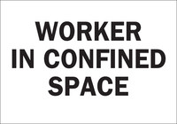 image of Brady B-401 Polystyrene Rectangle White Confined Space Sign - 10 in Width x 7 in Height - 22441
