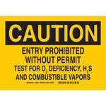 image of Brady B-555 Aluminum Rectangle Yellow Confined Space Sign - 10 in Width x 7 in Height - 40631