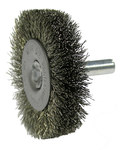 image of Weiler Stainless Steel Radial Bristle Brush - 2 in Outside Diameter - 0.008 in Bristle Diameter - 17974