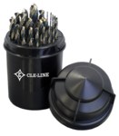 image of Cle-Line Bit Barrel 1878 Heavy-Duty Jobber Drill C18128 - Right Hand Cut - Split 135° Point - Black & Gold Finish - Spiral Flute - High-Speed Steel - Straight Shank