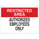 image of Brady B-401 High Impact Polystyrene Rectangle White Restricted Area Sign - 10 in Width x 7 in Height - 22177