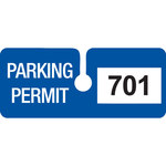 image of Brady Blue Vinyl Pre-Printed Vehicle Hang Tag - 4 3/4 in Width - 2 in Height - 96286 Numbered range for this particular product is 701 to 800.