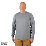 image of Milwaukee Long Sleeve Work Tee Hybrid 604G-L - Size Large - Gray - 73554