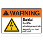 image of Brady B-401 Plastic Rectangle White Electrical Safety Sign - 14 in Width x 10 in Height - 144624