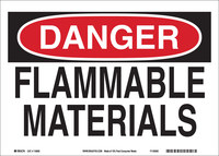 image of Brady B-120 Fiberglass Reinforced Polyester Rectangle White Flammable Material Sign - 10 in Width x 7 in Height - 122825