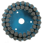 image of Weiler Nylox Silicon Carbide Bristle Disc - Medium Grade - Unthreaded Hole Attachment - 7/8 in Center Hole - 6 in Outside Diameter - 0.090 X 0.045 in Bristle Diameter - Material Type: Standard - 85862