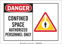 image of Brady B-302 Polyester Rectangle White Confined Space Sign - 5 in Width x 3.5 in Height - Laminated - 83954