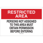 image of Brady B-302 Polyester Rectangle White Restricted Area Sign - 10 in Width x 7 in Height - Laminated - 84185