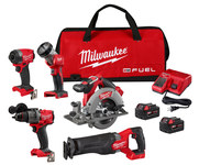 image of Milwaukee M18 FUEL 5-Tool Hammer Drill Combo Kit 3697-25 - 1/4 in Chuck - Lithium-Ion (Li-ion)