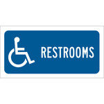 image of Brady B-302 Polyester Rectangle Blue Restroom Sign - 12 in Width x 6 in Height - Laminated - 89128