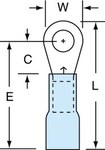 image of 3M Scotchlok MH14-8R/LK Blue Brazed Ring Terminal - 1 in Length - 0.31 in0.31 in Wide - 0.09 in Inside Diameter - #8 Stud - 06325