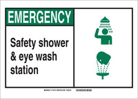 image of Brady B-302 Polyester Rectangle Eyewash & Shower Sign - 14 in Width x 10 in Height - Laminated - 119772