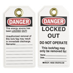image of Brady 65526 Black / Red on White Polyester / Paper Lockout / Tagout Tag - 3 in Width - 5 3/4 in Height - B-837