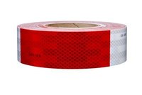 image of 3M Diamond Grade 7100150088 Red / White Reflective Conspicuity Tape - 2 in Width x 12 in Length - 0.014 to 0.018 in Thick - 28511