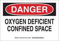 image of Brady B-555 Aluminum Rectangle White Confined Space Sign - 10 in Width x 7 in Height - 126822
