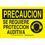 image of Brady B-401 Polystyrene Rectangle Yellow PPE Sign - 10 in Width x 7 in Height - Language Spanish - 38962