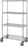 image of Quantum Storage Gray Wire Shelf Cart - 69 in Height - Four Swivel Polyurethane Casters - 06953