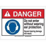 image of Brady B-555 Aluminum Rectangle White PPE Sign - 10 in Width x 7 in Height - 144308