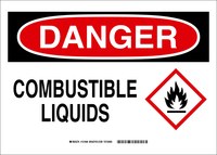 image of Brady B-555 Aluminum Rectangle White Flammable Material Sign - 10 in Width x 7 in Height - 131803