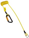 image of 3M DBI-SALA Fall Protection for Tools Hook2Quick 1500065 Yellow and Black Vinyl Coated Steel Coil Tool Tether - 3 to 62 in Length - 852684-93098