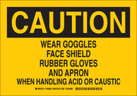 image of Brady B-555 Aluminum Rectangle Yellow Chemical Warning Sign - 10 in Width x 7 in Height - 126084