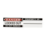 image of Brady 50289 Black / Red on White Rectangle Vinyl Lockout / Tagout Label - 4 1/2 in Width - 3/4 in Height - B-826
