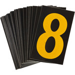 image of Bradylite 5000-8 Number Label - Yellow on Black - 1 3/4 in x 2 7/8 in - B-997 - 50008