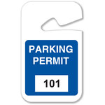 image of Brady Blue Vinyl Pre-Printed Vehicle Hang Tag 96262 - Printed Text = PARKING PERMIT - 2 3/4 in Width - 4 3/4 in Height - 754476-96262