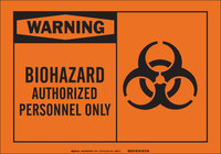 image of Brady B-401 Polystyrene Rectangle Orange Biohazard Sign - 14 in Width x 10 in Height - 26575