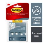 3M Command 17017-CLR Cord Clips - 3/4 in Width x 1 1/4 in Length - 9