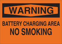 image of Brady B-302 Polyester Rectangle Orange Battery Room Sign - 14 in Width x 10 in Height - Laminated - 88397