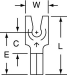 image of 3M Scotchlok MU18-4FLK Red Locking Butted Non-Insulated Butted Fork & Spade Terminal - 0.68 in Length - 0.25 in Wide - 0.25 in Fork Width - 0.07 in Inside Diameter - #4 Stud - 01347