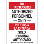 image of Brady B-555 Aluminum Rectangle White No Trespassing Sign - 7 in Width x 10 in Height - Language English / Spanish - 124007