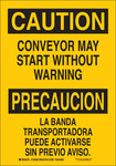 image of Brady B-555 Aluminum Rectangle Yellow Equipment Safety Sign - 7 in Width x 10 in Height - Language English / Spanish - 125361