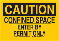 image of Brady B-555 Aluminum Rectangle Yellow Confined Space Sign - 10 in Width x 7 in Height - 124286