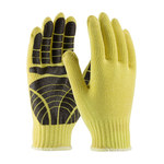 image of PIP Kut Gard 08-K300PS Brown/Yellow XL Cut-Resistant Gloves - ANSI A2 Cut Resistance - PVC Dotted Palm Coating - 11 in Length - 08-K300PS/XL