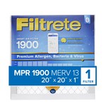 image of 3M Filtrete Premium Allergen, Bacteria & Virus 20 in x 20 in x 1 in S-UA02-4 MERV 13, 1900 MPR Air Filter - 08234