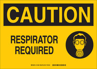 image of Brady B-555 Aluminum Rectangle Yellow Respirator Sign - 14 in Width x 10 in Height - 131952