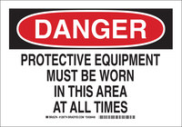 image of Brady B-555 Aluminum Rectangle White PPE Sign - 10 in Width x 7 in Height - 128772
