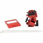 image of Brady TAGLOCK Red Fiberglass Reinforced Nylon/Polypropylene Circuit Breaker Lockout Device 148701 - Clamp-On - 2.175 in Width - 1.892 in Height - 754473-58183