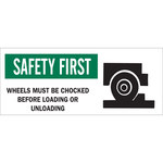 image of Brady B-120 Fiberglass Reinforced Polyester Rectangle White Wheel Chock Sign - 17 in Width x 7 in Height - 69562
